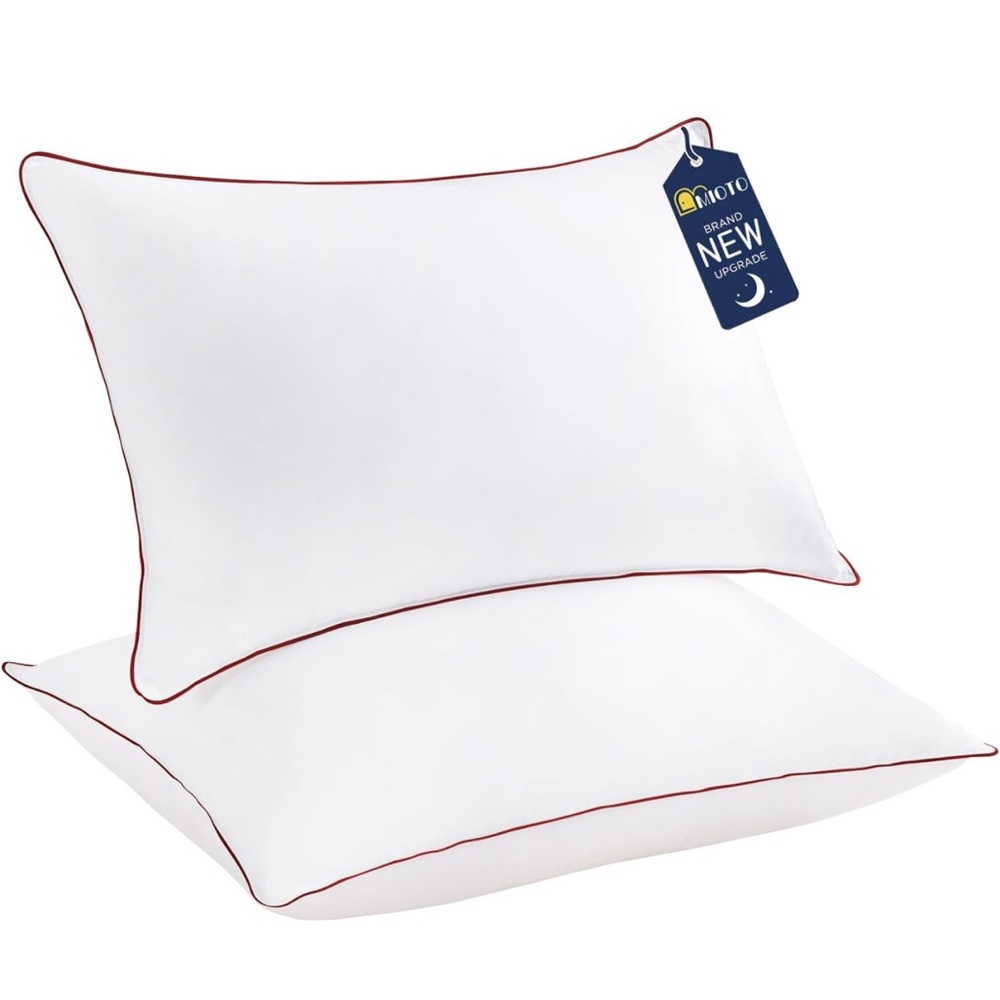 Bed Pillows Standard Size Set of 2, 100% Cotton Cover